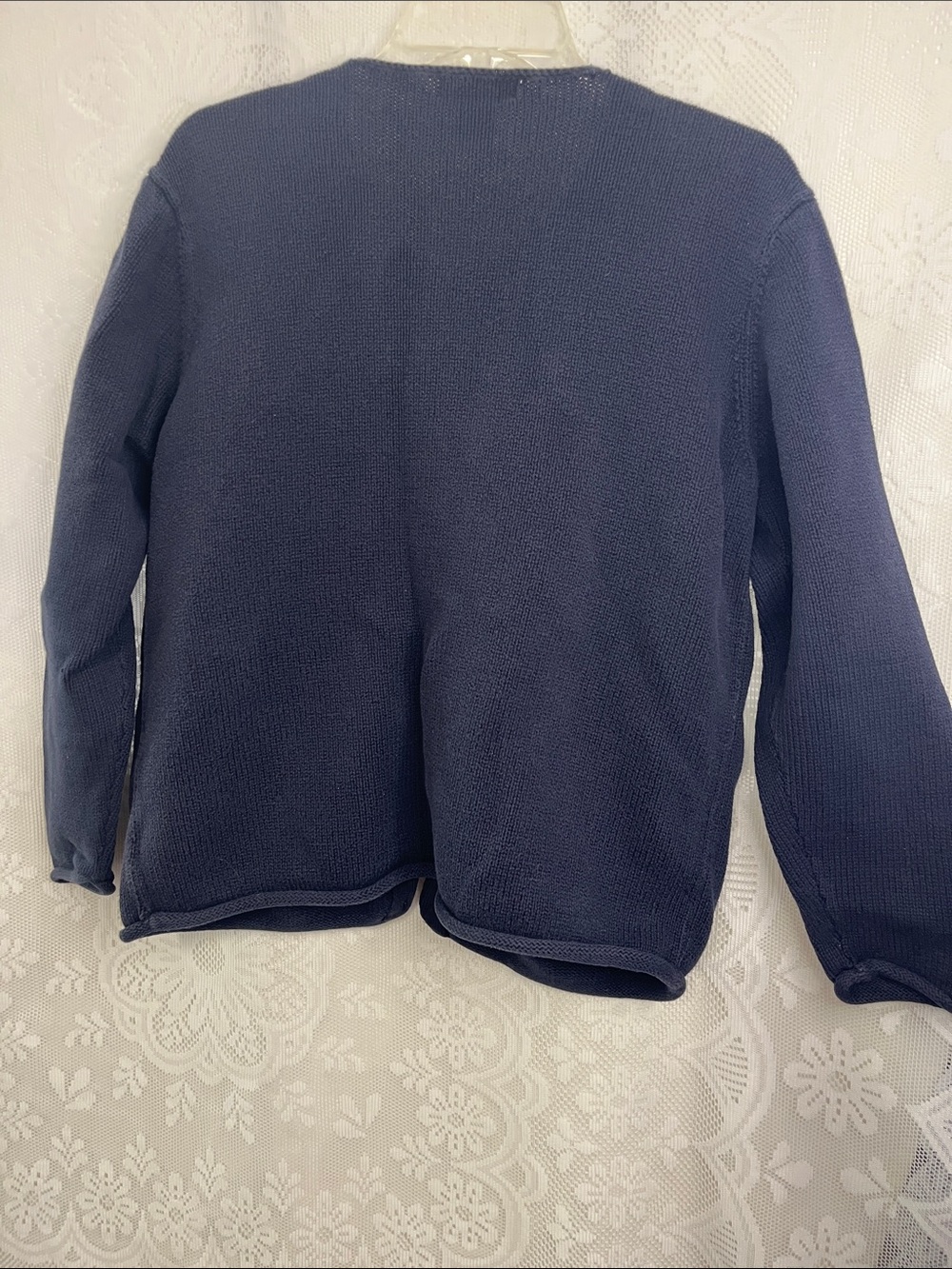 😻5for$15😻Eddie Bauer Navy Blue Knit Button-Front Cardigan M tall - Picture 3 of 4